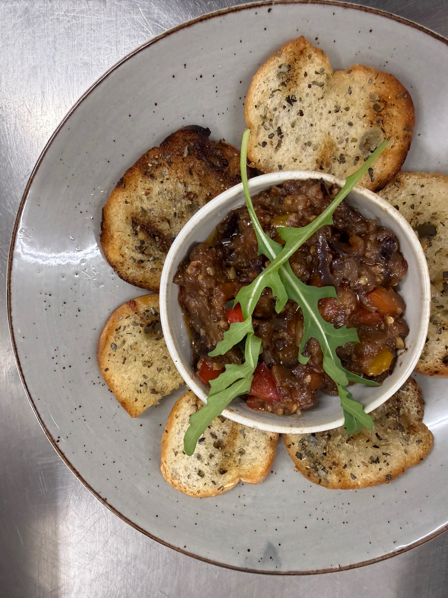 Aubergine bruschetta at Lambu Eatery